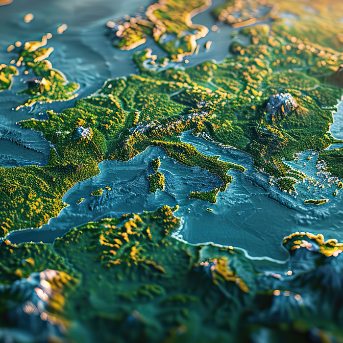 topographical map of europe