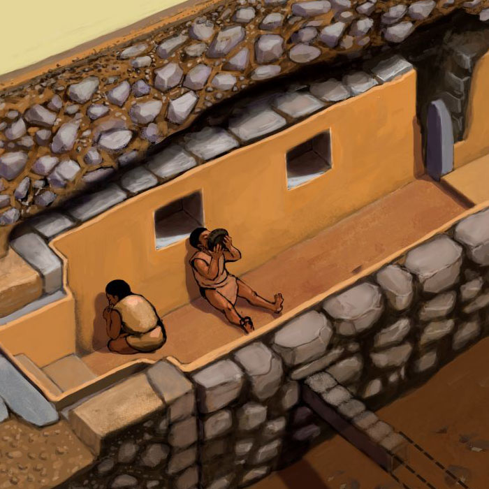painting of Andean historical dwelling