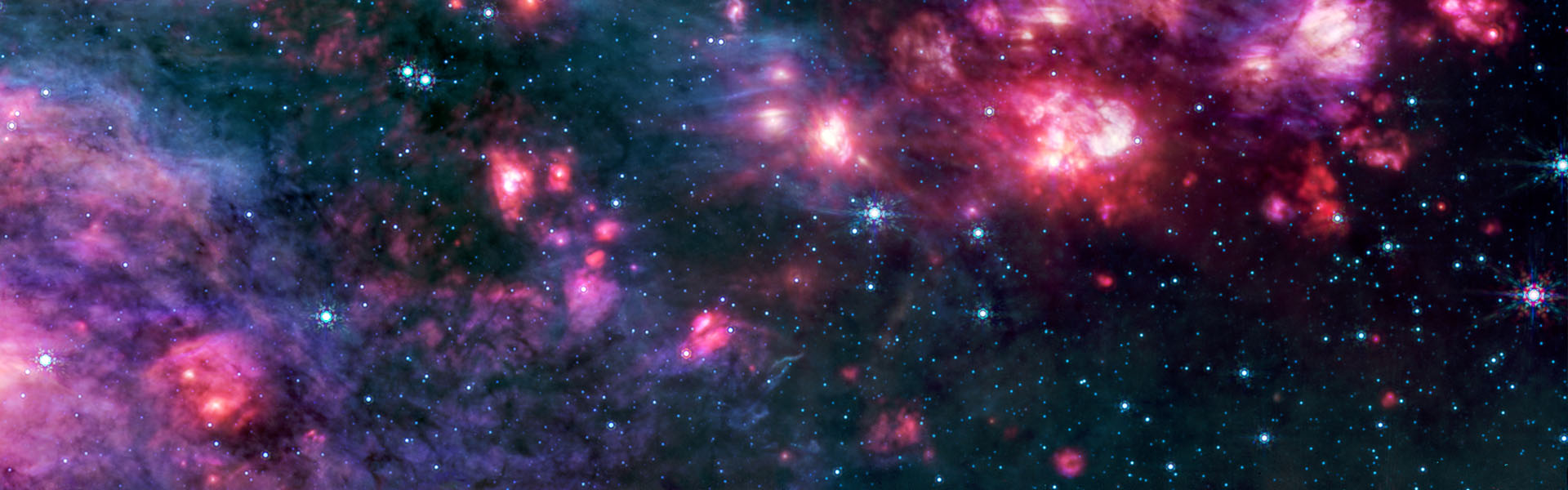 Three black and white portraits on a blue background