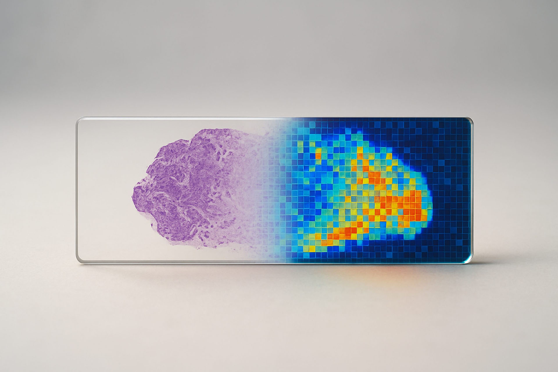 AI image of slide showing A composite image of a single-cell spatial transcriptomics tissue slide analysis.